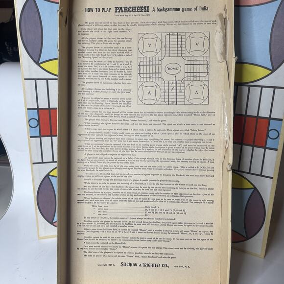 Vintage Parcheesi Gold Seal Edition 1959 Selchow & Righter co. Complete Set - Picture 7 of 12